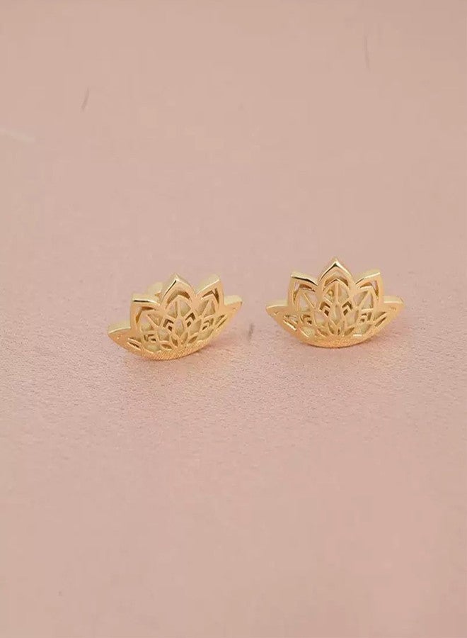 Decixde Gold Silver Cartilage Helix Earring for Women Geometric Mandala Lotus Flower Hidden Helix Piercing Earrings Hypoallergenic Cartilage Piercing Earring Jewelry for Women (Gold Flower) - Image 4